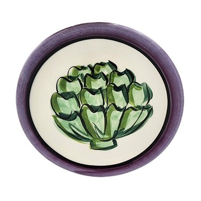 Vicki Carroll Studio Bon Appetite Collection Painted Artichoke Ceramic 8'' Plate