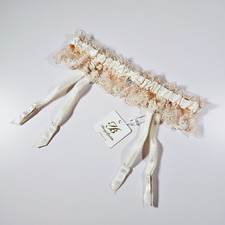 Honey Birdette Daisy Ivory Slim Suspender Garter Belt Floral Lace Bridal Size L