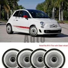 For 2007-2015 Fiat 500 15" 4PCS Hupcaps Wheel Cover Hub Caps Fit R15 Steel Wheel