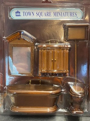 Dollhouse Miniature Walnut Bathroom Set Tub 1:12 inch scale F3 Dollys Gallery