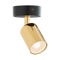 Spot Lampe Strahler Klein Ø 13Cm Schwarz Gold GU10 Metall Verstellbar Wand Decke