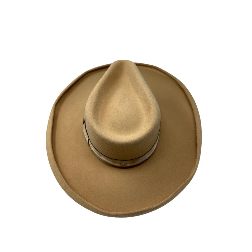 Freya Oat Felt Hat Womens Sz Medium 100% Wool Upturned Brim Hand Dyed Ribbon - Image 3 of 4