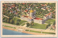 Vintage Linen Postcard West Virginia State Capitol Aerial View