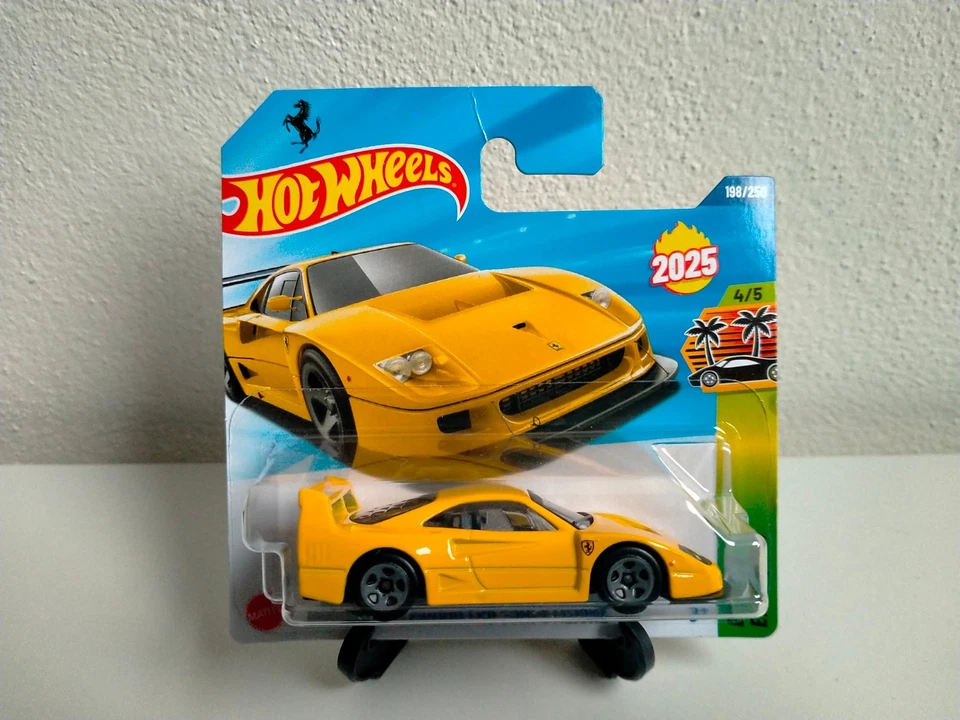 FERRARI F40 COMPETIZIONE HOT WHEELS MATTEL 1/64 ROSSA GIALLA RED YELLOW EXOTICS - Immagine 3 di 4