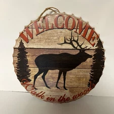 Welcome Rustic Deer Metal Wall Sign Cabin or Lodge Decor