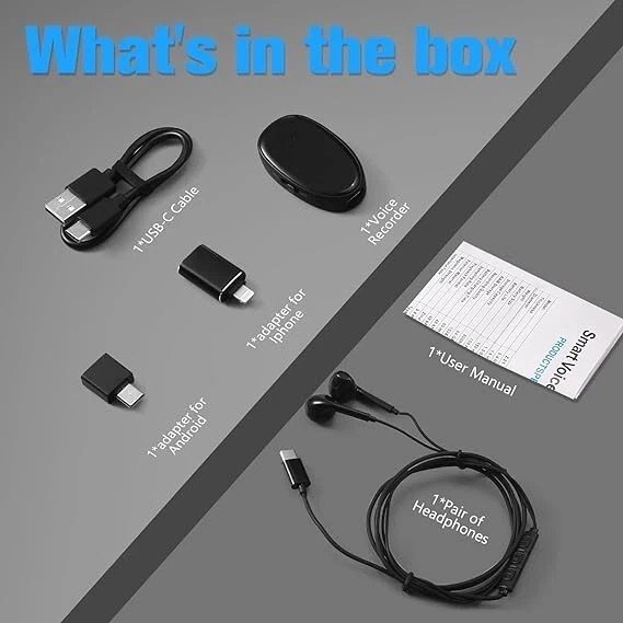 Voice Activated Digital Voice Recorder 64GB | Work, Meetings, iPhone & Android