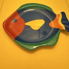 Taipro Large Melamine Serving Tray ~Nautical Fish Shape ~ Multicolor