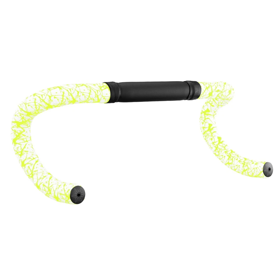 SUPACAZ Super Sticky Kush 2.5mm Bicycle Handlebar Tape - Splat White Neon Yellow - Image 3 of 4
