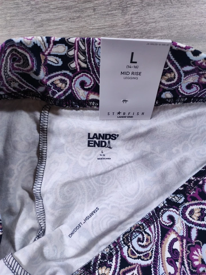 Leggings Lands End para mujer grandes 14-16 púrpura cachemira estrella de mar pantalones tiro medio Foto 4 de 4