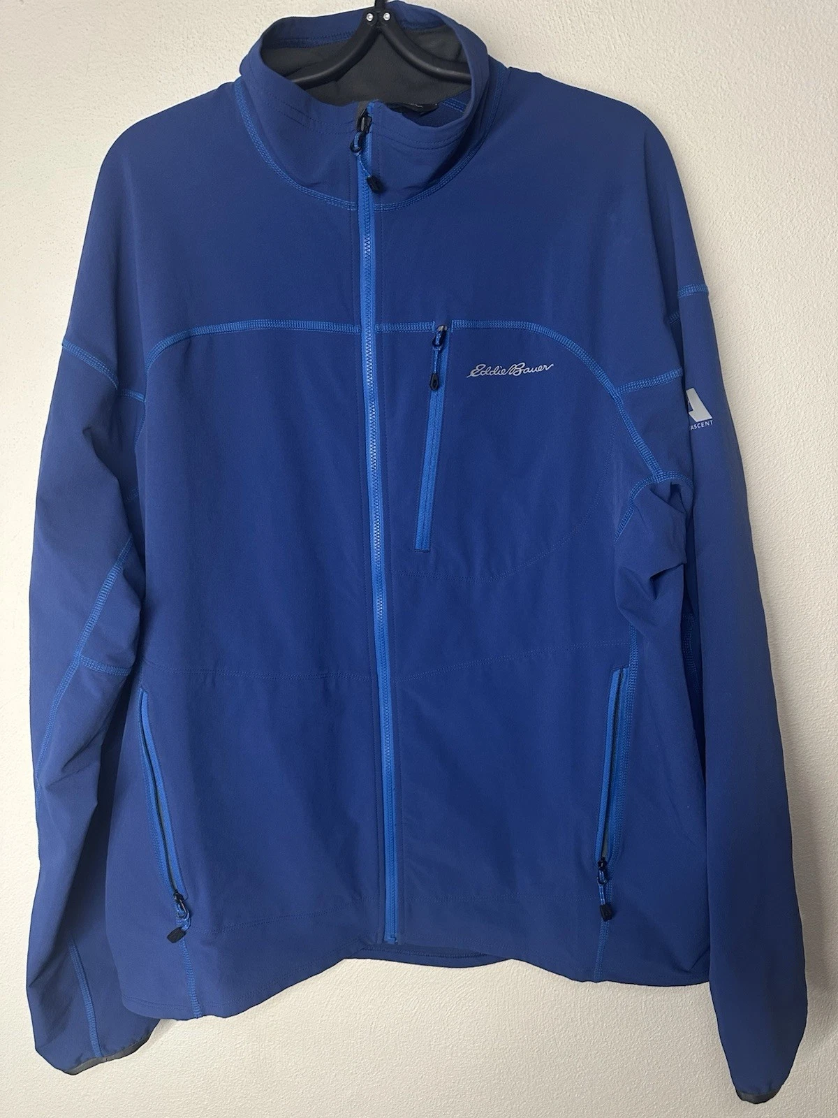 Eddie Bauer Jacket Mens Large Blue First Ascent Nylon Windbreaker Outdoor Hiking