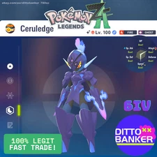 Pokemon Legends ZA ✨ SHINY CERULEDGE w Malicious Armor Lv100 Adamant/6IV MAX EV