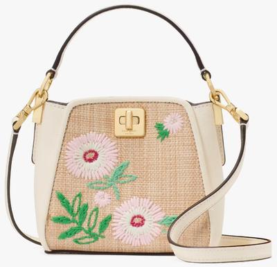 NWB Kate Spade Phoebe Straw & Leather Mini Top Handle Crossbody