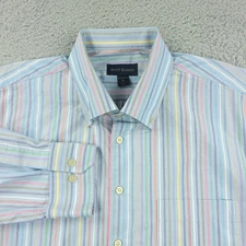 Scott Barber Shirt Mens XL Striped Button Down Long Sleeve Multicolor Dress Shir