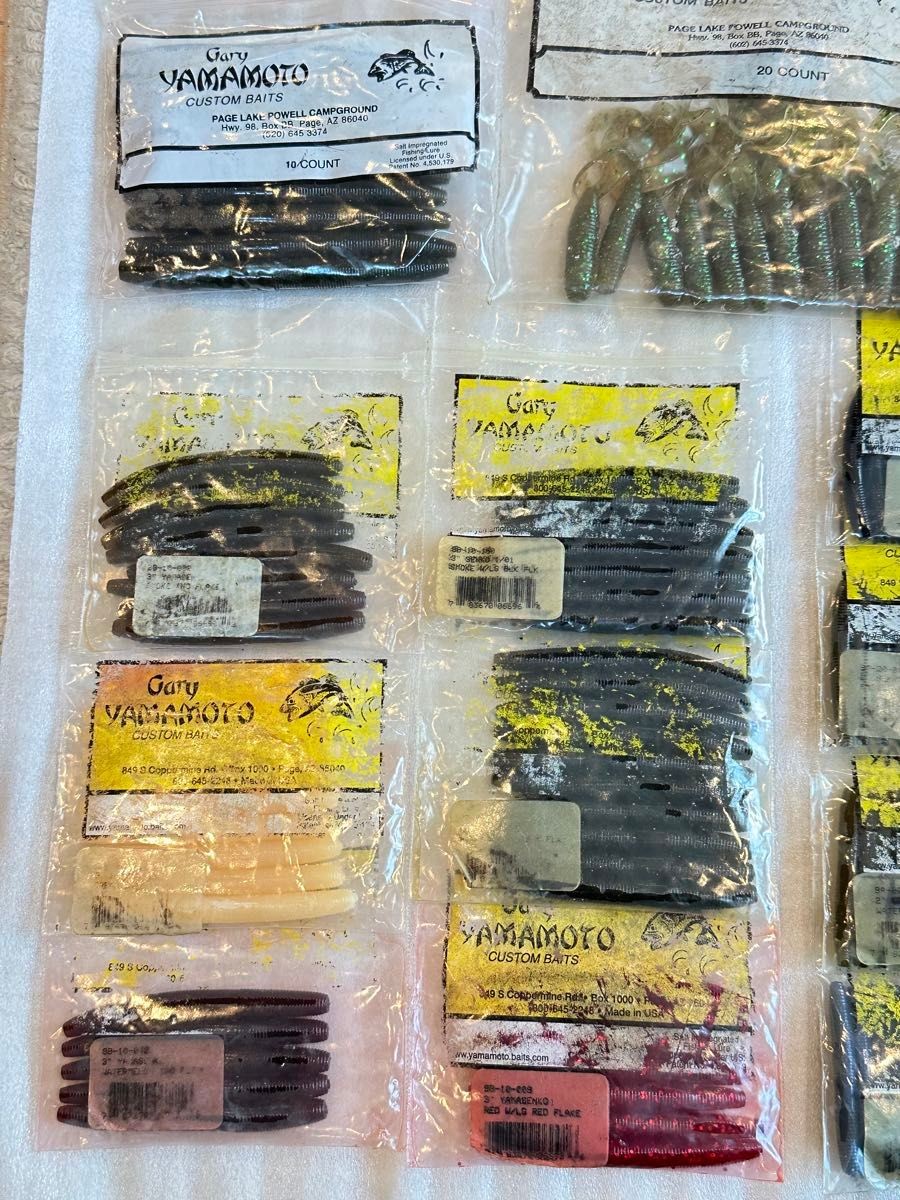 J. Gary Yamamoto Worm Set, including Grubs, Yamasenko, Twin Tail Grubs, Jumbo - Image 2