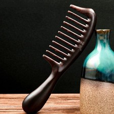 Ebony Wooden Wide Tooth Comb Scalp Massage Curly Wet Hair U Shape