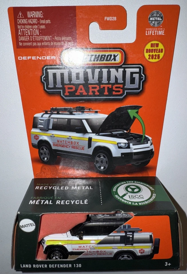 Lot Of 2 Matchbox Moving Parts Land Rover Defender 130 Emergency Rescue New IP D - Image 3 of 4