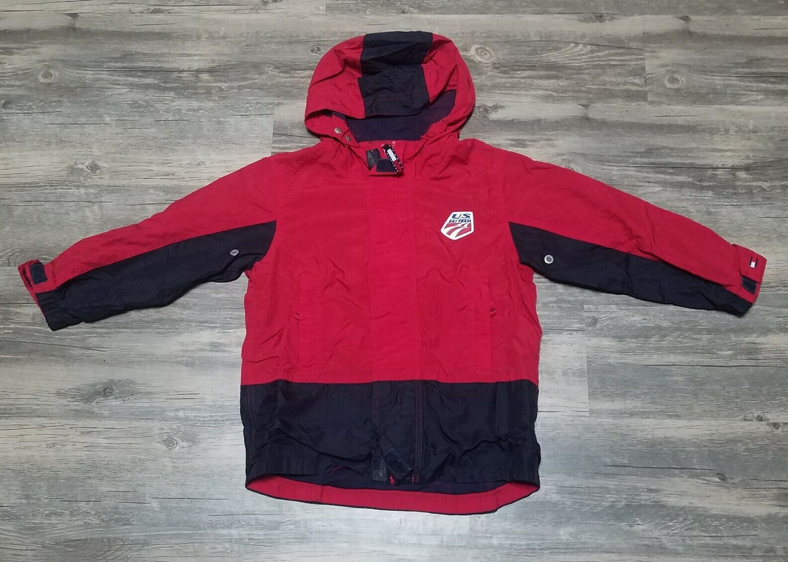 Tommy Hilfiger USA Olympics Wind Breaker Full Zip Coat Hidden Hoodie Boys  16-18