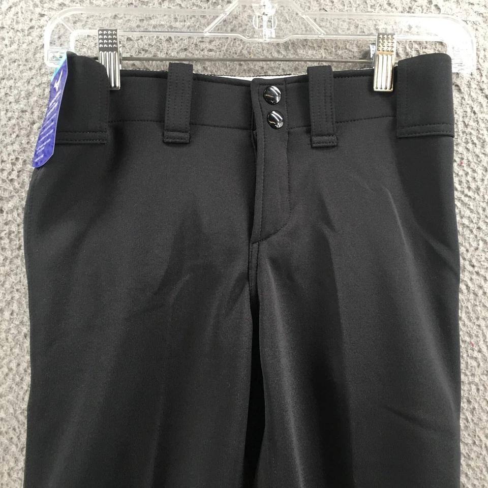 Mizuno Softball Pants Youth YXL Solid Black Padded Mid Rise Zip Fly Pull On NEW - Image 2 of 4