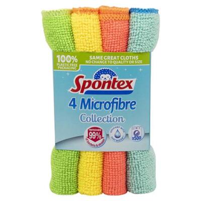 Spontex Microfibre Cloths - 4 Pack, Super Efficient, Long Lasting, Washable