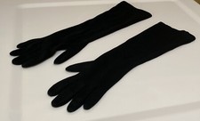 Vintage Stretchies Nylon One Size Black Formal Evening Wedding Gloves
