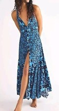 Free People Dress Dewberry Floral Maxi Dress Blue, Size Small RRP £140