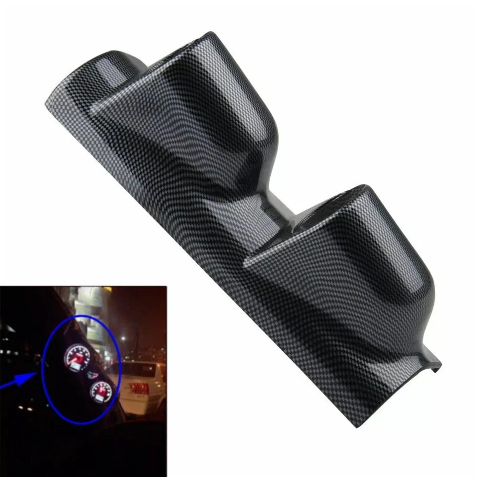 Medidor de pilar A de 52 mm y 2 pulgadas con dos orificios soporte de montaje de tablero de fibra de carbono Foto 3 de 4