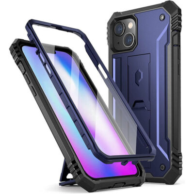Poetic Revolution Case for iPhone 14 6.1 inch Built-in-Screen Protector NavyBlue