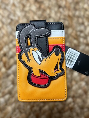 NWT! Disney Buckle Down Pluto Cardholder Wallet NEW Orange Mickey s Dog