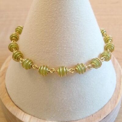 Vergoldetes grünes Glas Katzenauge wie Armband
