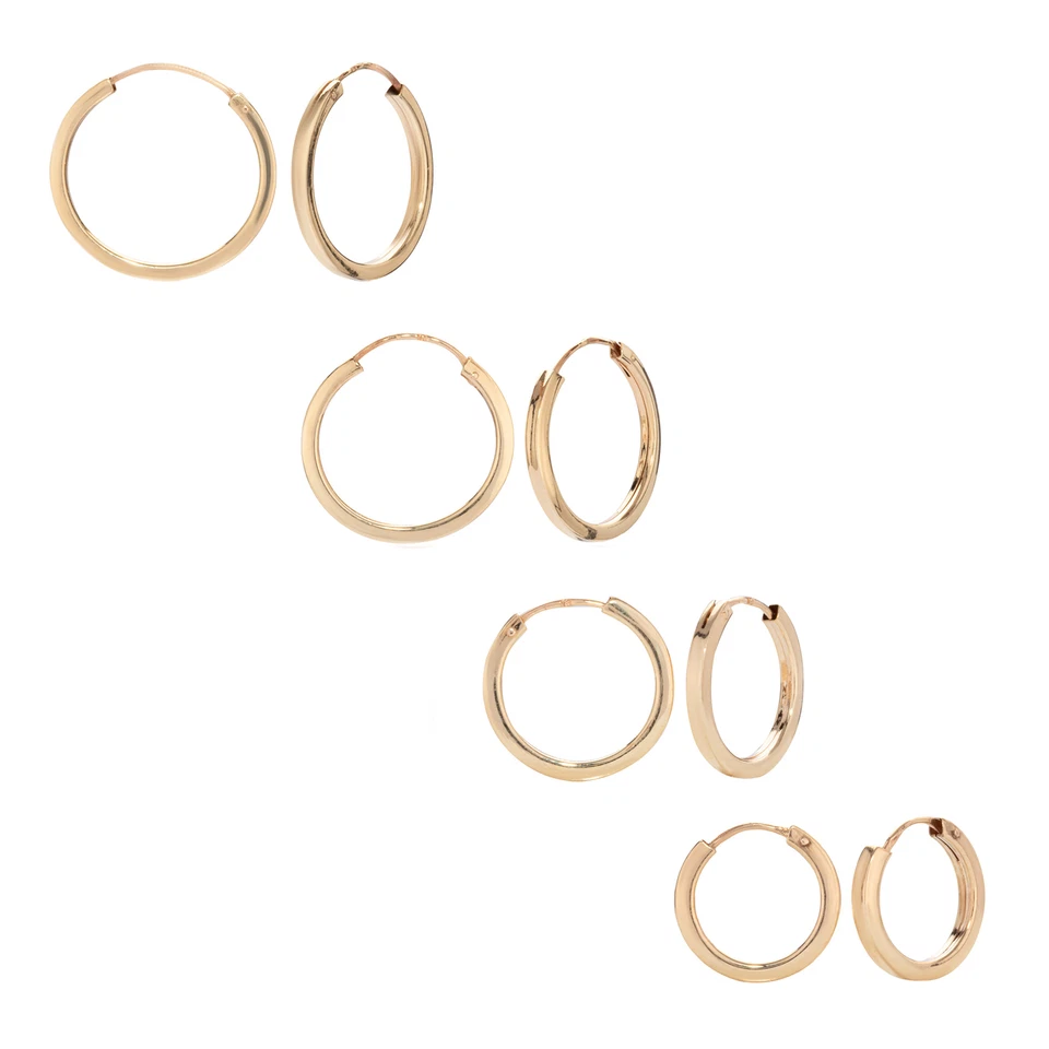 NKLAUS Coppia orecchini a cerchio 10-16 mm quadrati oro giallo 333 8 carati oro lucido