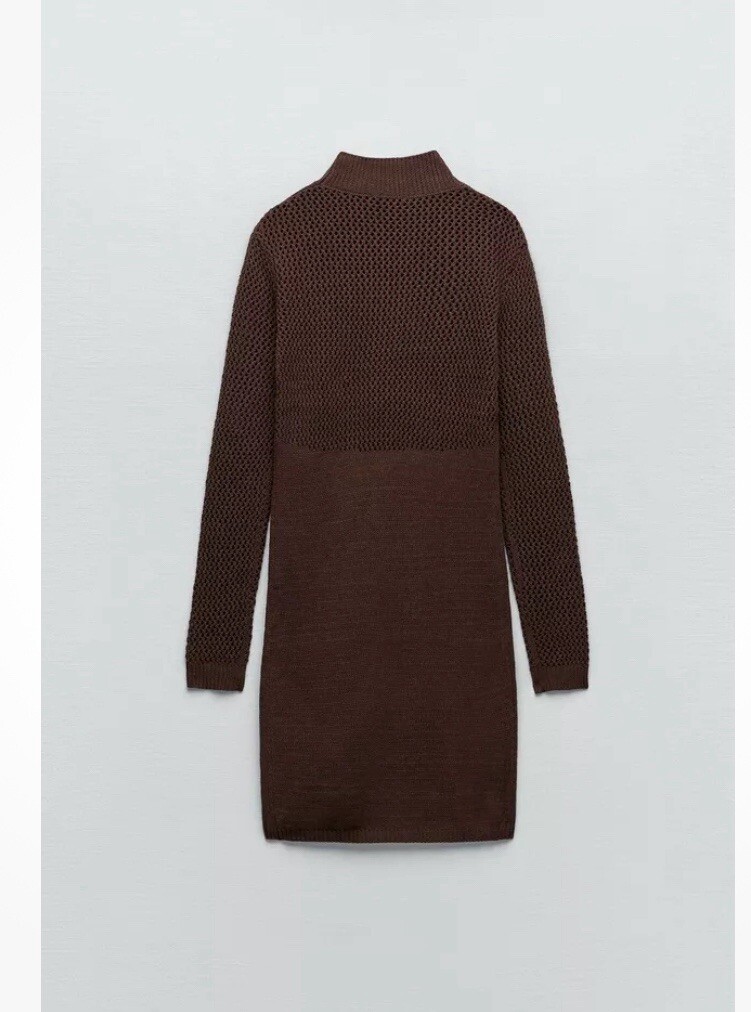 knitted jumper dress zara Zara Cream Jumper Dress Turtleneck Dress Zara Cream Jumper Dress Ladder  Stitch Look Knit