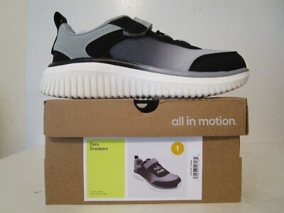 All in Motion Boys Dara Hook & Loop Performance Fashion Sneakers Gray Size 1