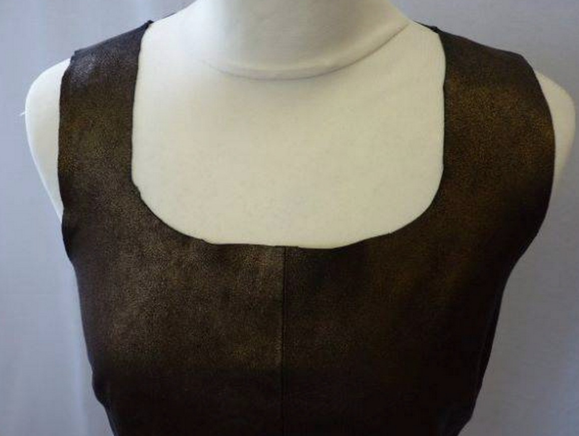 Luxury 100% Goat Leather Bronze Gold Dress - RRP £1,250 image 4