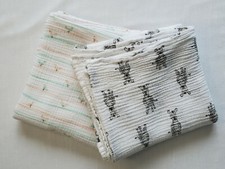 Aden Anais Muslin Baby Swaddle Blanket Zebra Safari Bird Print Lovey Lot of 2