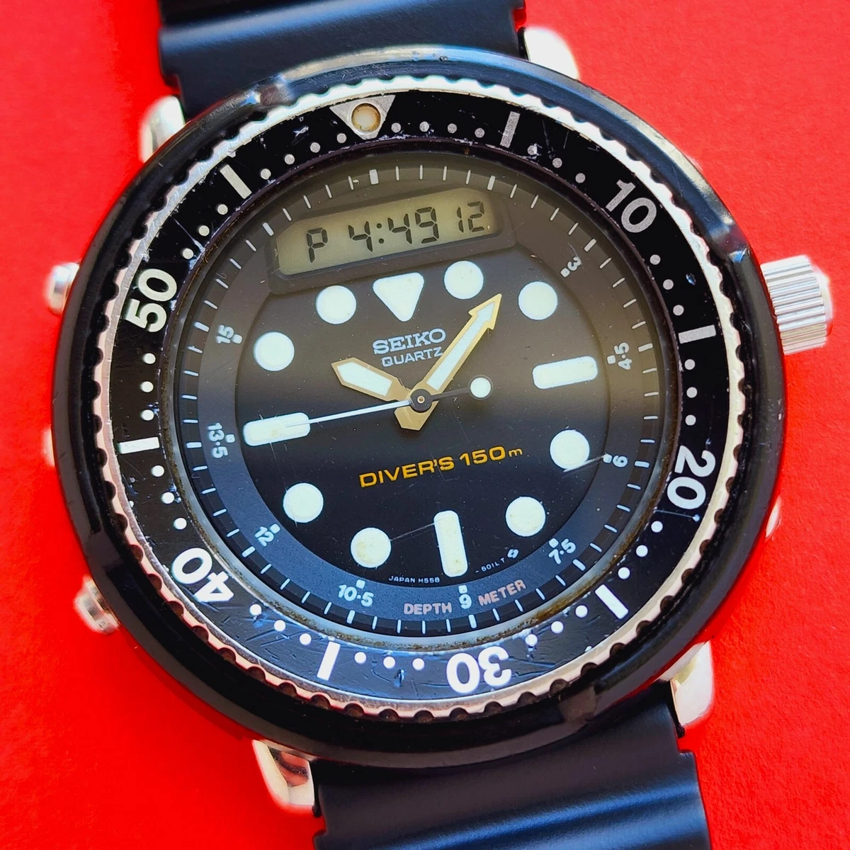Seiko Arnie Watch 1987 Divers Alarm Chronograph H558 5009 Dive Vintage Mens