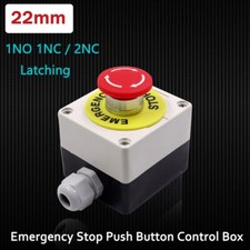 22mm Latching Emergency Stop Push Button Control Box Mushroom Head E-STOP Switch