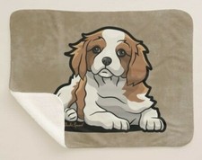 Cavalier King Charles Spaniel Puppy Dog Pose Brown Sherpa Fleece Throw Blanket
