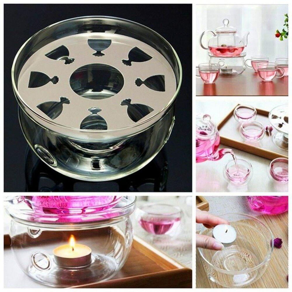 HeatResisting Teapot Warmer Base Glass Round Insulation Tealight