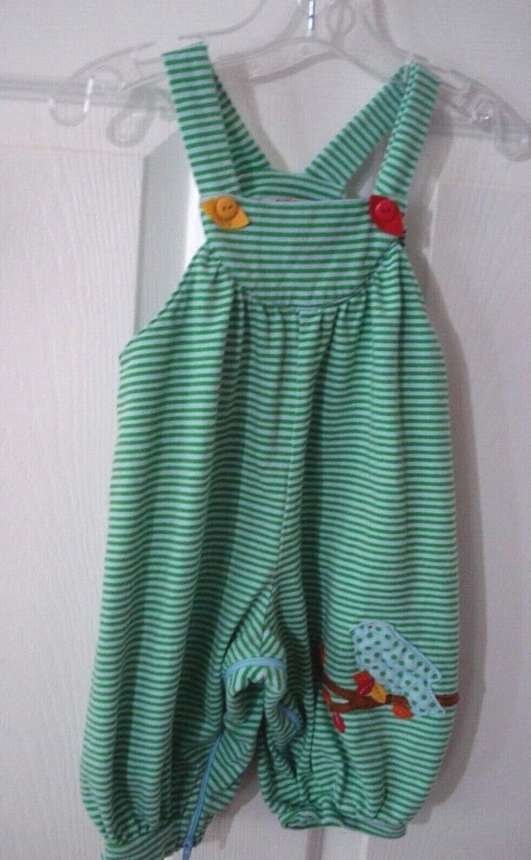 Batata Doce Infantil Menina Listrada Uma Peça Aplique Pássaro Tamanho 9 Meses NOVO - Imagem 3 de 4
