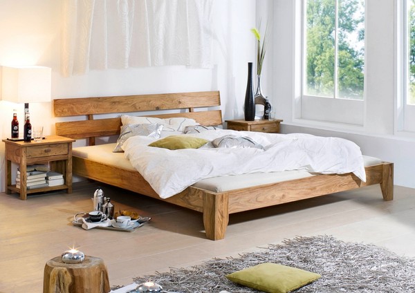 Bett Nature Brown Doppelbett Ehebett Holzbett Sheesham Palisander 200X200X75Cm-image