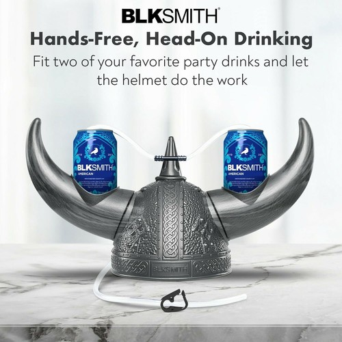Casco de cerveza BLKSMITH Viking se adapta a la cabeza de 16-24" con latas de plata de 2-12 oz - Imagen 2 de 7