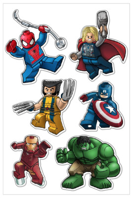 LEGO MARVEL AUFKLEBER   Art Vinyl Aufkleber Skateboard Laptop Auto Fahrrad etc. (A5 Set)