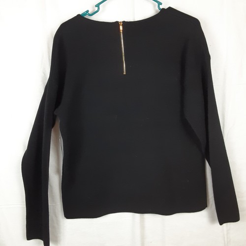 Calvin Klein CK Womens Medium Black & White Sweater 100% Cotton Textured Floral - Picture 14 of 14