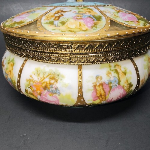 Splendido maggiordomo silenzioso porcellana con pannelli corteggiamento Arnart Royal Vienna NUOVO DI ZECCA - Foto 8 di 24
