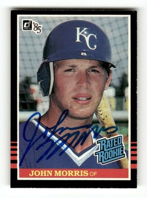 1985 Donruss 32 John Morris signed auto autograph rated rookie, crisp blue sig  