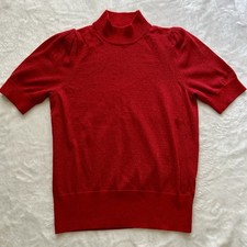 Michael Kors Sweater Pullover Women Small Red Sparkly Crew Neck Short Sleeve