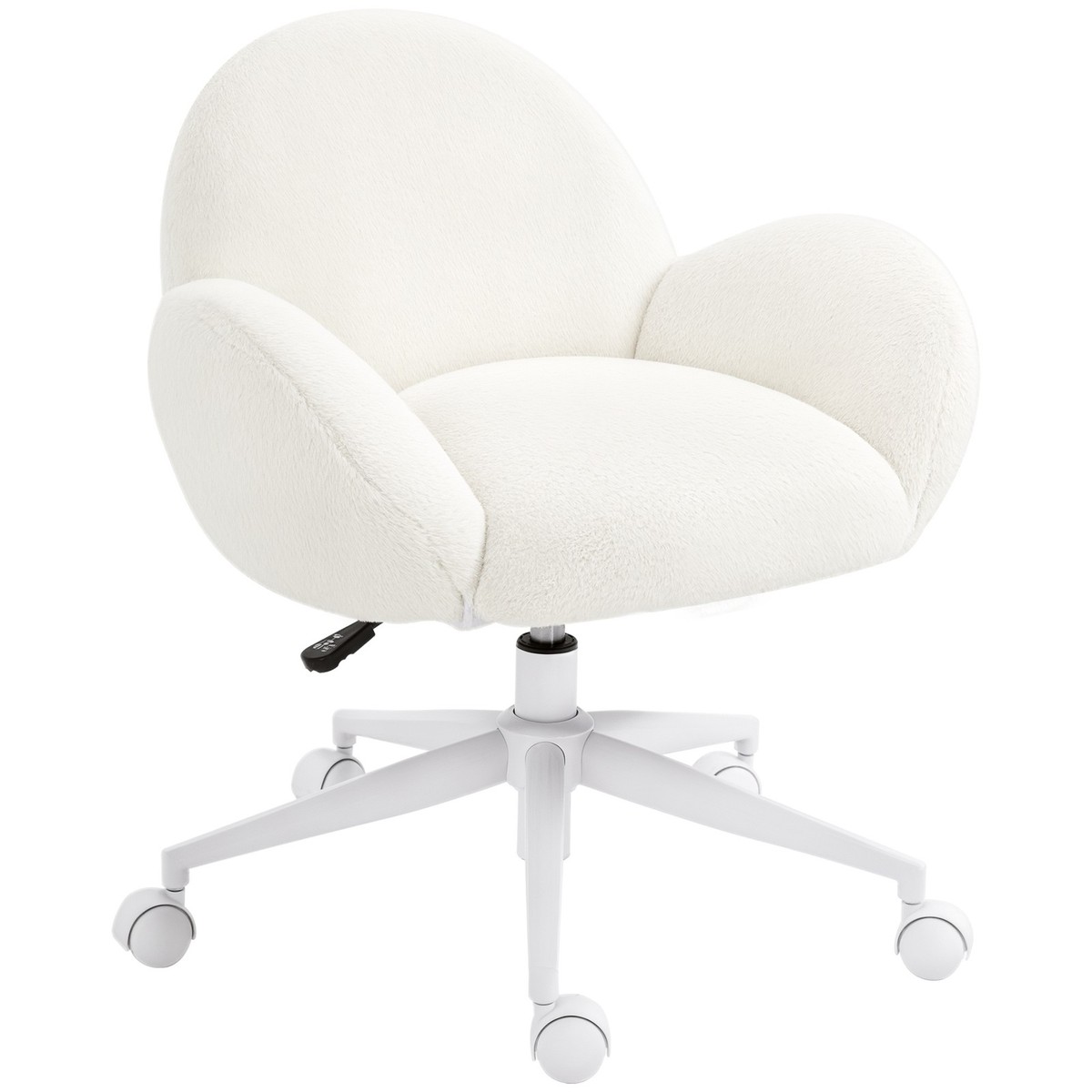 HOMCOM Fluffy Leisure Chair Office Chair with Backrest Wheels
