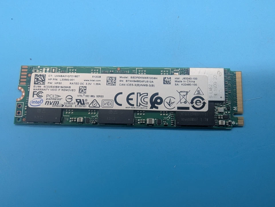 Intel 512GB 660p NVMe 2280 PCIe M.2 SSD SSDPEKNW512G8H L33592-001 95%+ Health - image 1 of 1