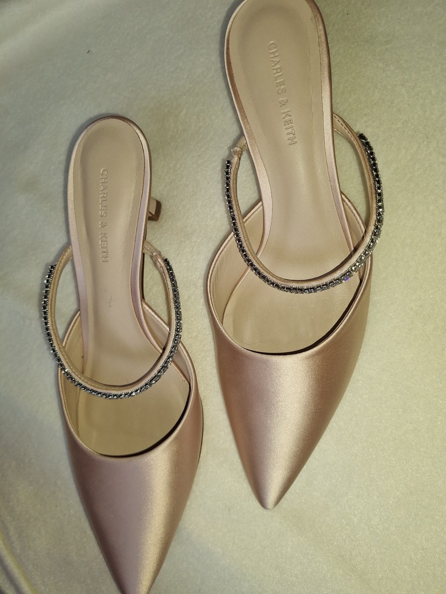 Charles & Keith AMBROSIA Satin Embellished Mule pumps View 2