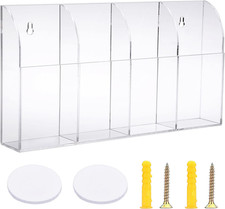 Wall Mount Remote Control Holder Clear Acrylic Media Organizer Storage Bo